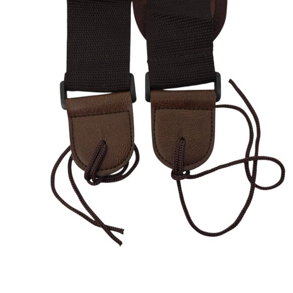 Guitar Strap Adjustable 38" - 60" Brown Faux Leather Stitched Shoulder Pad NWOT - Picture 9 of 11